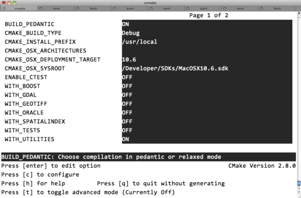 Running CCMake in OS X