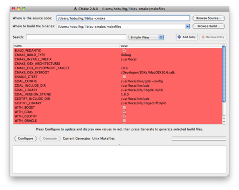 Running cmake-gui in OS X