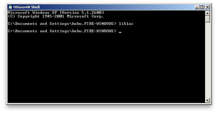 Running the libLAS subshell from OSGeo4W